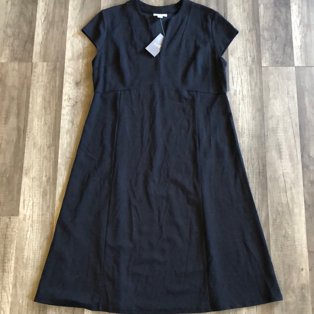 J. Jill Black Cap Sleeve V Neck Rayon Dress Small Petite NEW